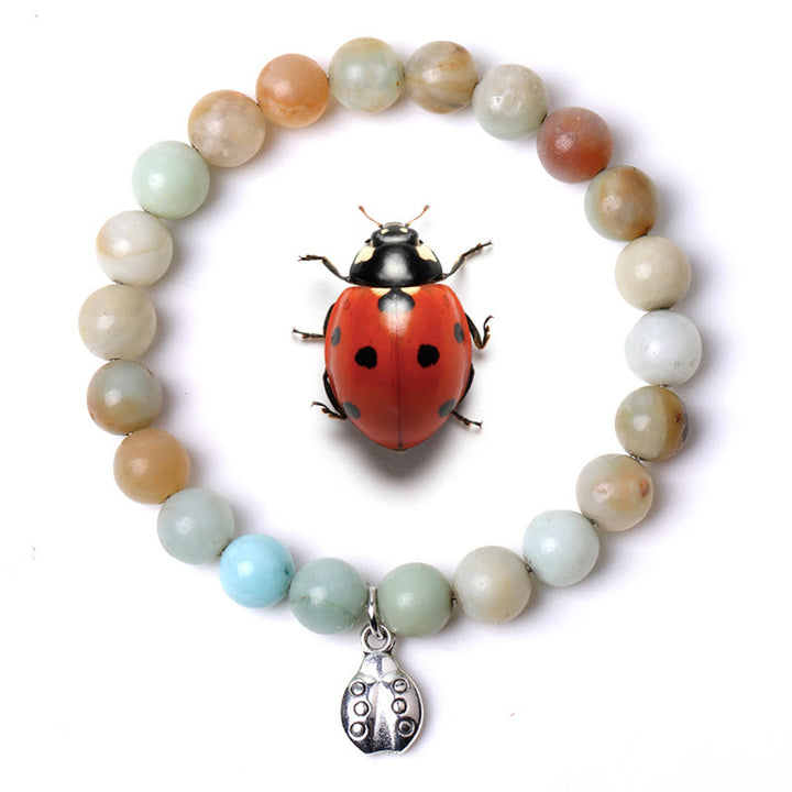 Braccialetto Olivenorma Lucky 7 con ciondolo a forma di coccinella e pietre preziose - Amazzonite - image 9