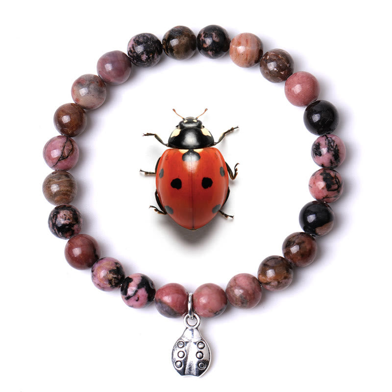 Braccialetto Olivenorma Lucky 7 con ciondolo a forma di coccinella e pietre preziose - Rodonite - image 25