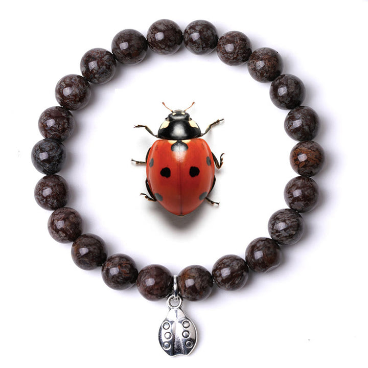 Braccialetto Olivenorma Lucky 7 con ciondolo a forma di coccinella e pietre preziose - Ossidiana fiocco di neve marrone - image 31