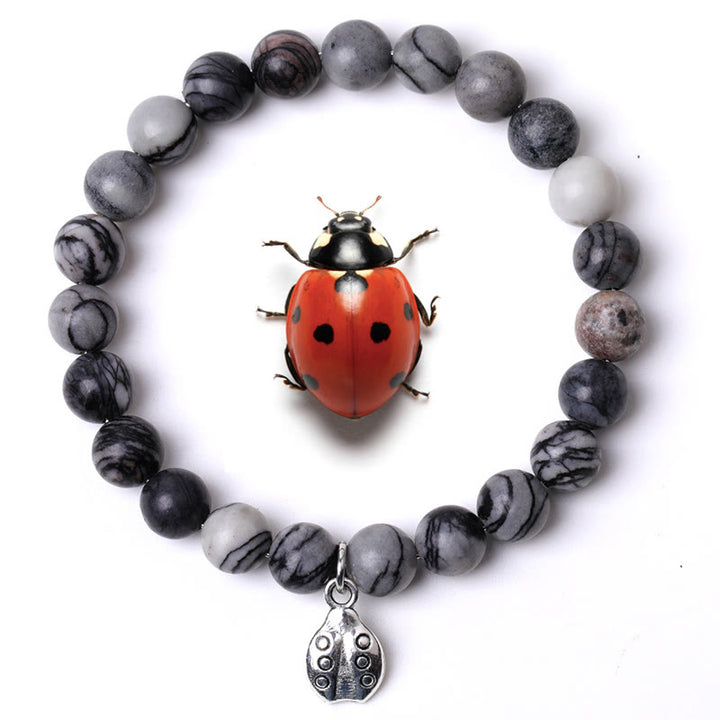 Braccialetto Olivenorma Lucky 7 con ciondolo a forma di coccinella e pietre preziose - Agata nera netta - image 43