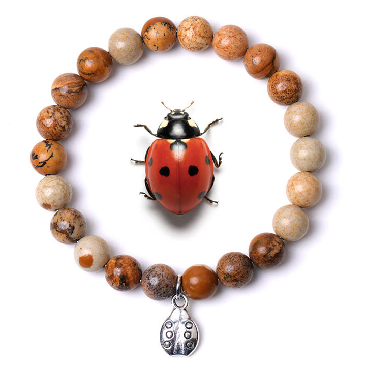 Braccialetto Olivenorma Lucky 7 con ciondolo a forma di coccinella e pietre preziose - Immagine Jasper - image 19