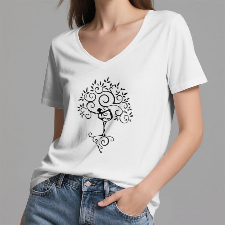 Maglietta con scollo a V e posizione dell'albero yoga Olivenorma - image 18