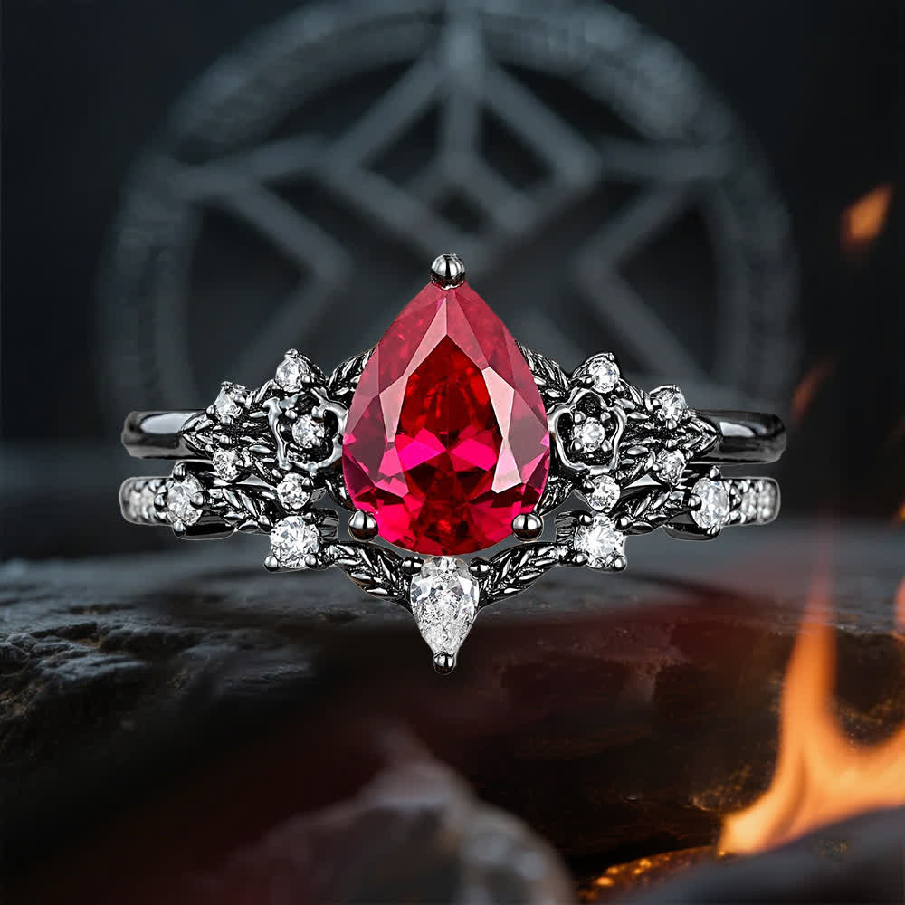 Anello Olivenorma The Guardian's Crown con granato e ossidiana - Granato - Stati Uniti 10 - image 1