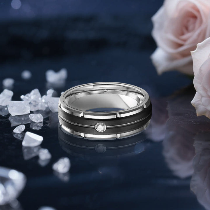 Anello di coppia Olivenorma Orion Void con moissanite nera - image 5