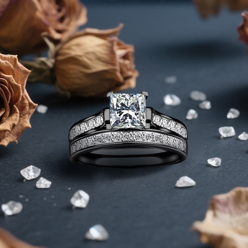 Anello di coppia Olivenorma Orion Void con moissanite nera - image 3