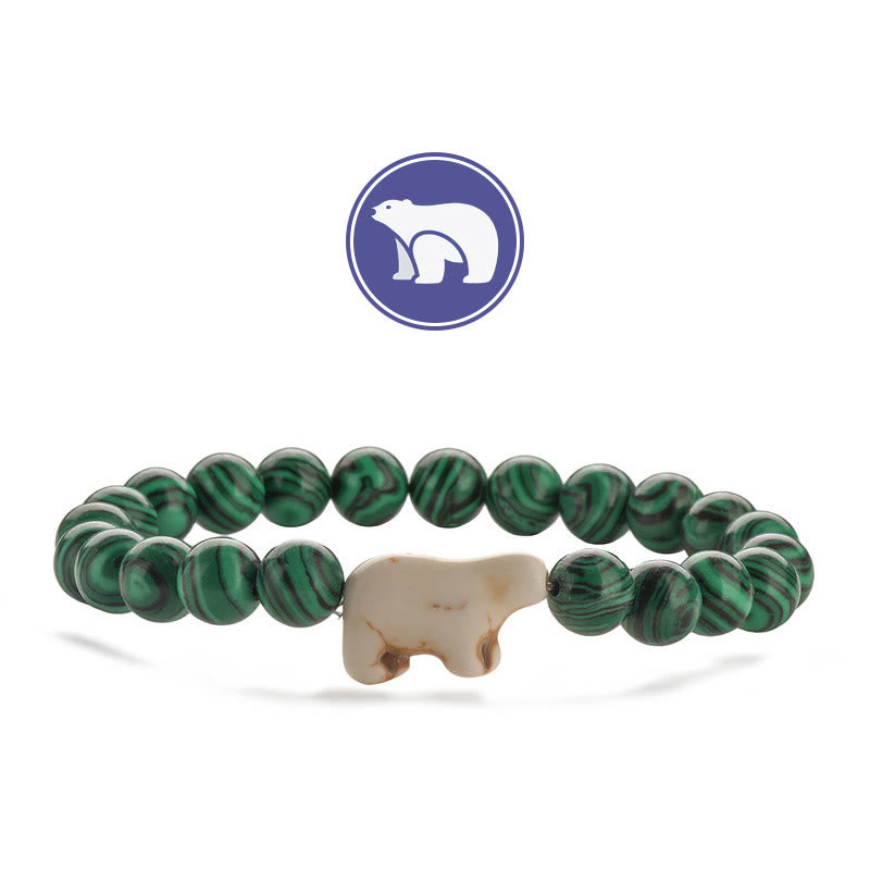 Bracciale con pietre preziose a forma di orso polare Olivenorma - Malachite - image 2