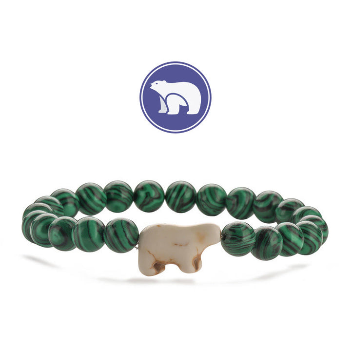 Bracciale con pietre preziose a forma di orso polare Olivenorma - Malachite - image 2