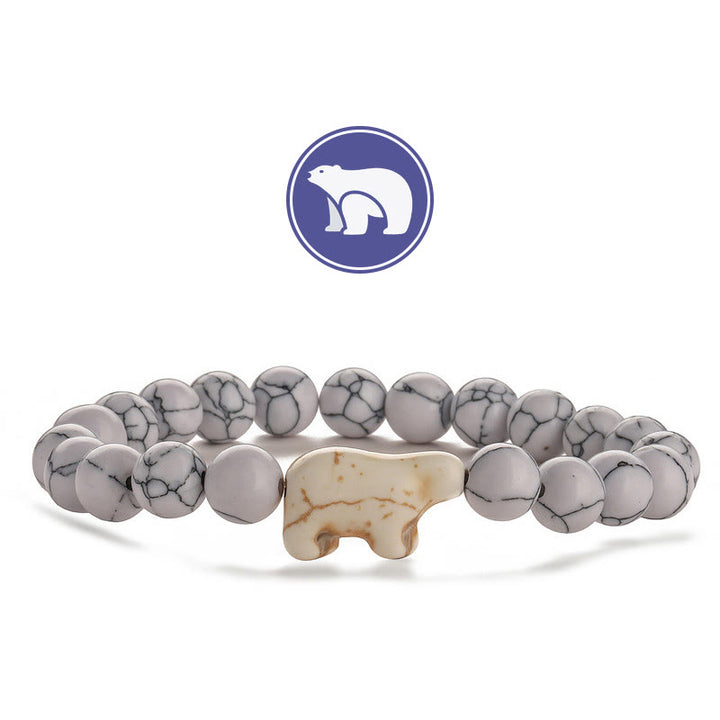 Bracciale con pietre preziose a forma di orso polare Olivenorma - Turchese bianco - image 3