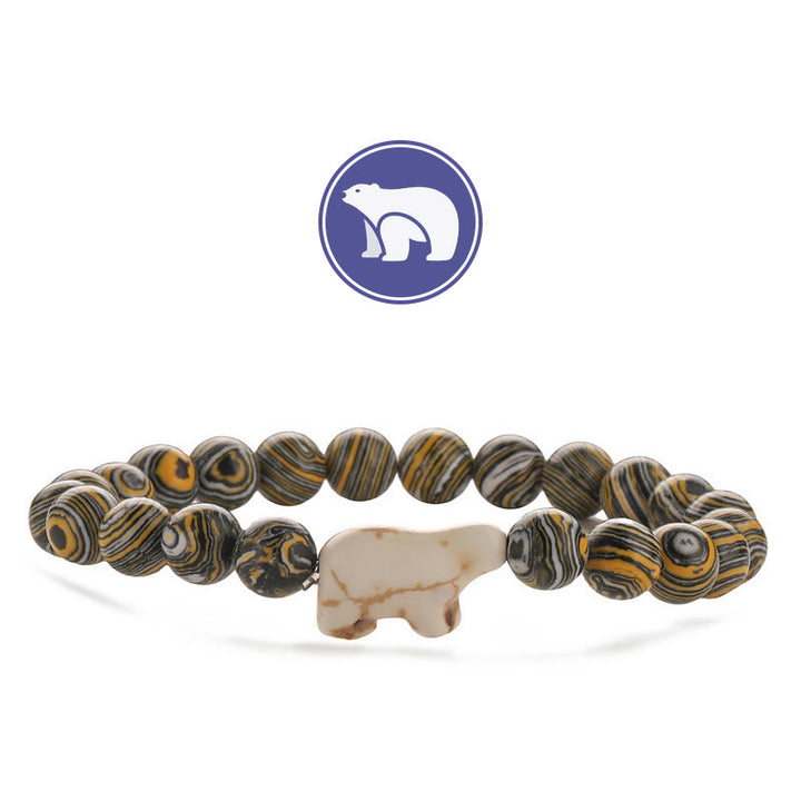 Bracciale con pietre preziose a forma di orso polare Olivenorma - Malachite gialla - image 7