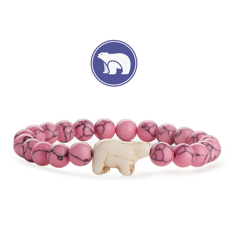 Bracciale con pietre preziose a forma di orso polare Olivenorma - Turchese rosa - image 4