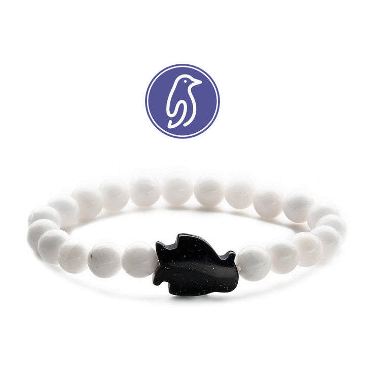 Bracciale con pietre preziose Olivenorma Penguin Guideline - Giada bianca e arenaria blu - image 8