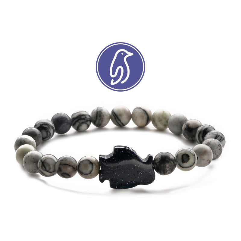 Bracciale con pietre preziose Olivenorma Penguin Guideline - Diaspro grigio e arenaria blu - image 9