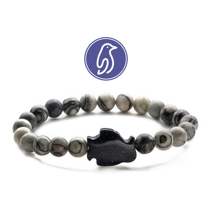 Bracciale con pietre preziose Olivenorma Penguin Guideline - Diaspro grigio e arenaria blu - image 9