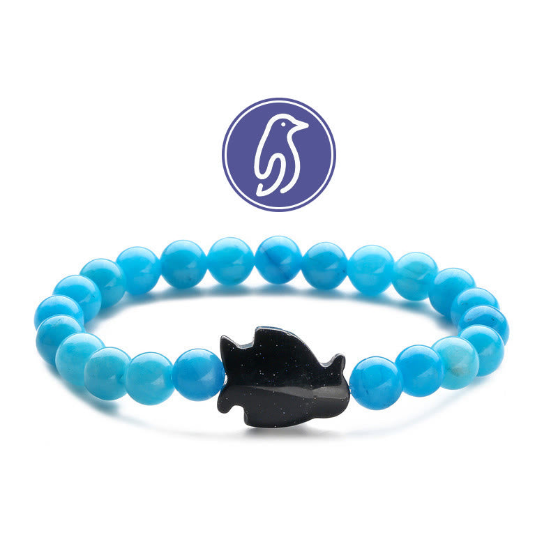 Bracciale con pietre preziose Olivenorma Penguin Guideline - Calcedonio blu lago e arenaria blu - image 11