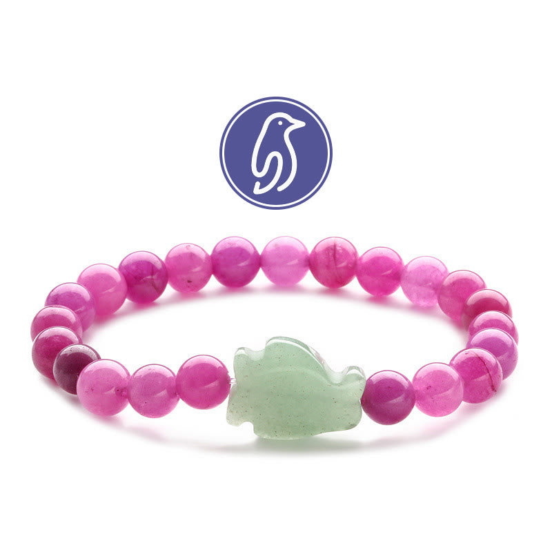 Bracciale con pietre preziose Olivenorma Penguin Guideline - Calcedonio rosa acceso e avventurina verde - image 17