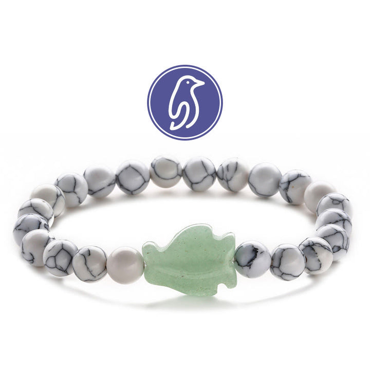 Bracciale con pietre preziose Olivenorma Penguin Guideline - Howlite e avventurina verde - image 19