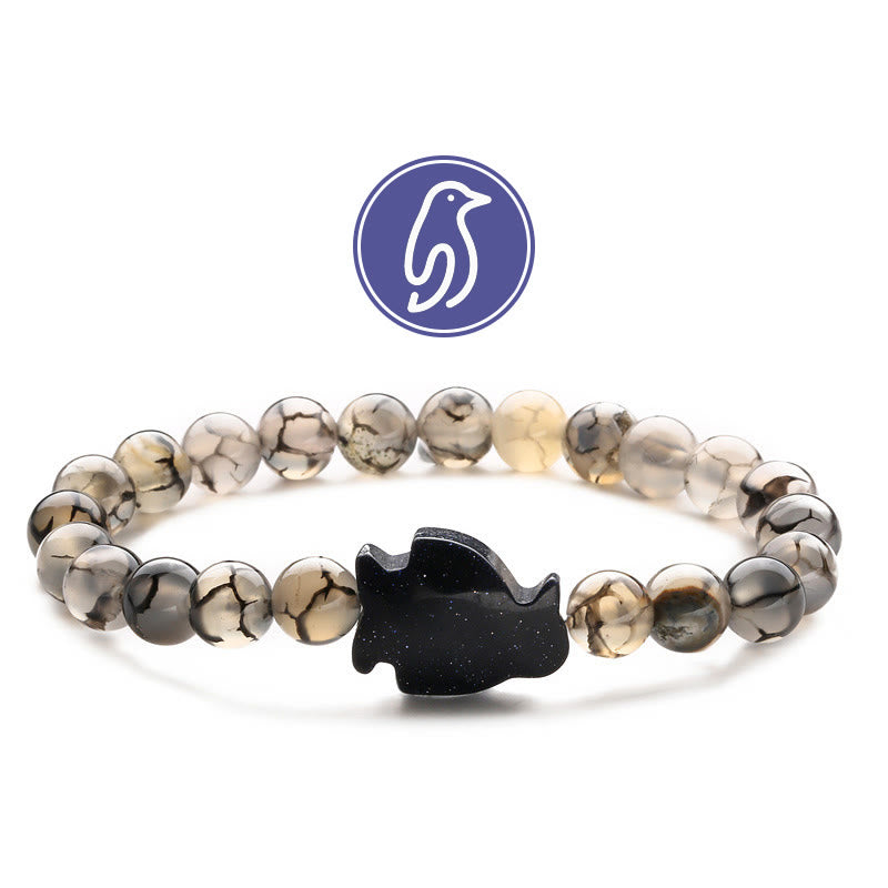 Bracciale con pietre preziose Olivenorma Penguin Guideline - Pietra di osso di drago e arenaria blu - image 5