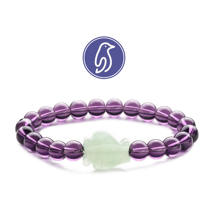 Bracciale con pietre preziose Olivenorma Penguin Guideline - Vetro viola e avventurina verde - image 22