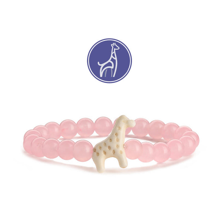 Braccialetto con pietre preziose per la crescita della giraffa Olivenorma - Giraffa bianca - Quarzo rosa - image 11