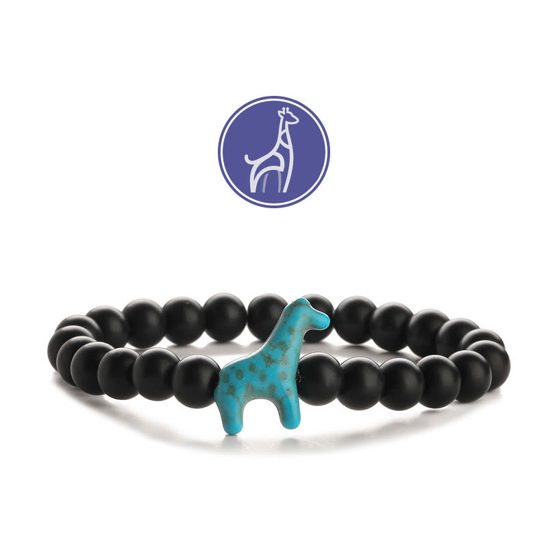 Braccialetto con pietre preziose per la crescita della giraffa Olivenorma - Giraffa blu - Onice nero - image 6