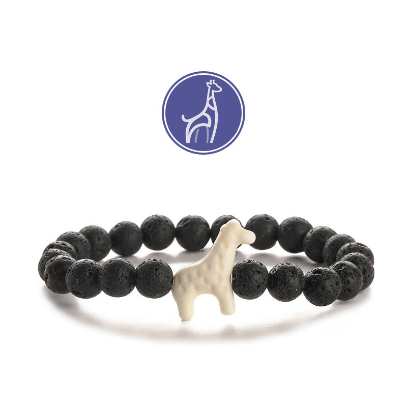 Braccialetto con pietre preziose per la crescita della giraffa Olivenorma - Giraffa bianca - Pietra lavica - image 3