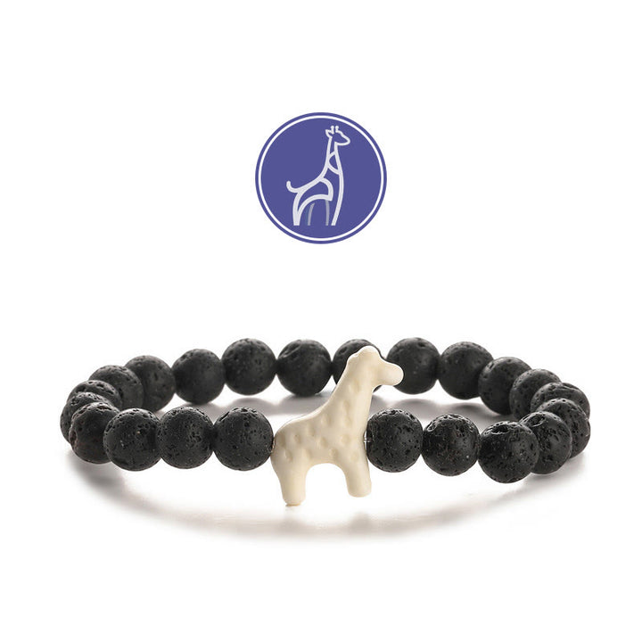 Braccialetto con pietre preziose per la crescita della giraffa Olivenorma - Giraffa bianca - Pietra lavica - image 3