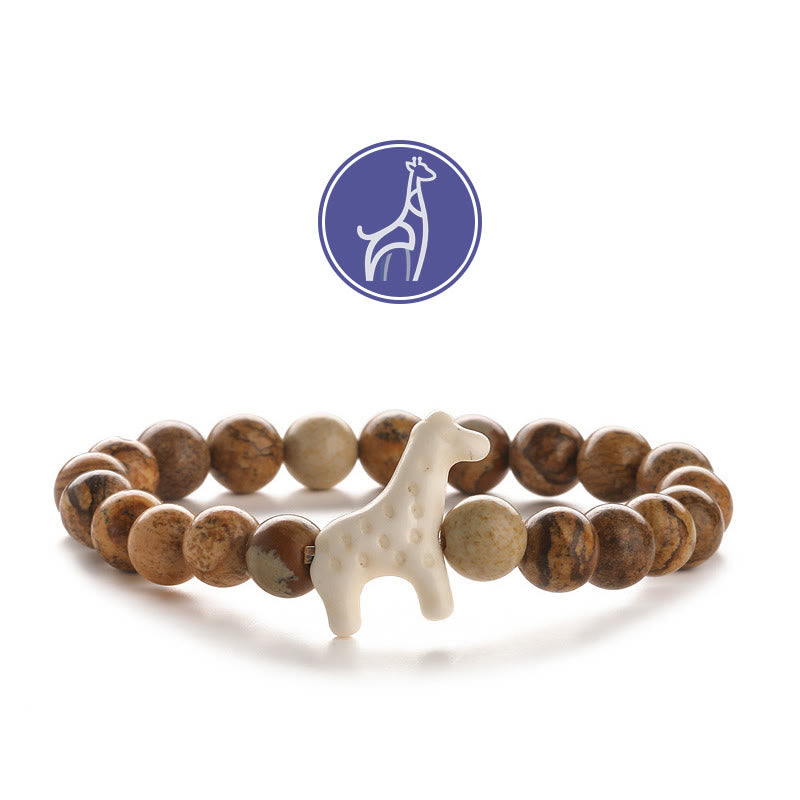 Braccialetto con pietre preziose per la crescita della giraffa Olivenorma - Giraffa bianca - Immagine Jasper - image 13