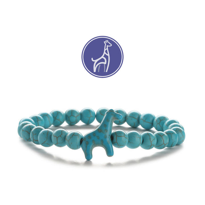 Braccialetto con pietre preziose per la crescita della giraffa Olivenorma - Giraffa blu - Turchese - image 2