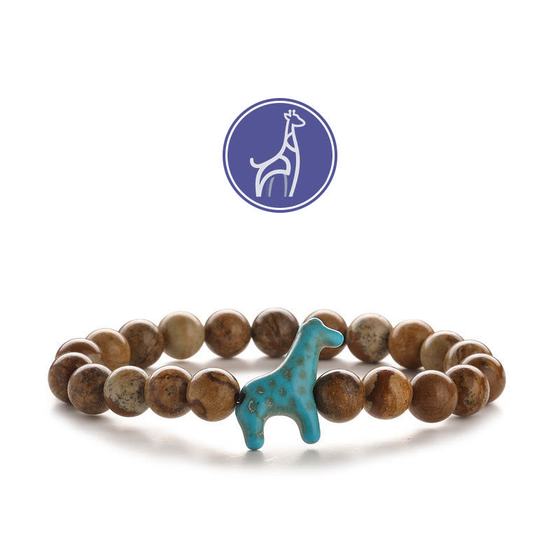 Braccialetto con pietre preziose per la crescita della giraffa Olivenorma - Giraffa blu - Immagine Jasper - image 14