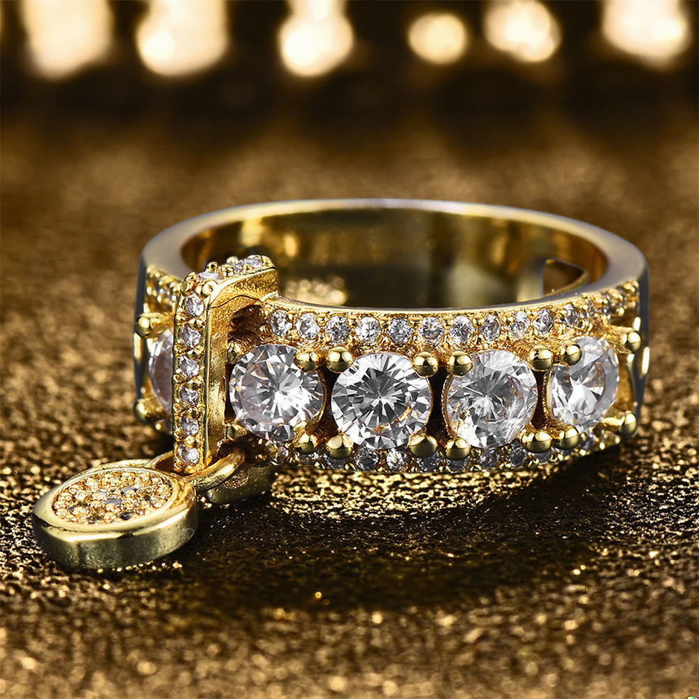 Anello con sigillo di Ecate e zirconi scintillanti Olivenorma - Bianco - Stati Uniti 13 - image 0