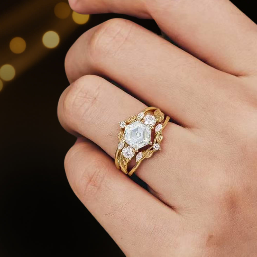 Anello con moissanite esagonale e corona di Persefone Olivenorma - image 1