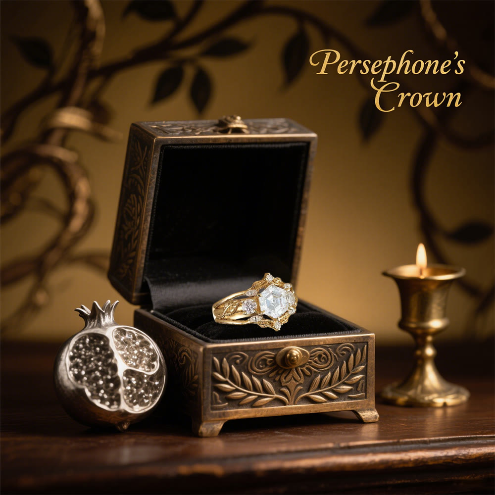 Anello con moissanite esagonale e corona di Persefone Olivenorma - image 2