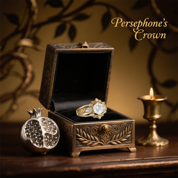 Anello con moissanite esagonale e corona di Persefone Olivenorma - image 2