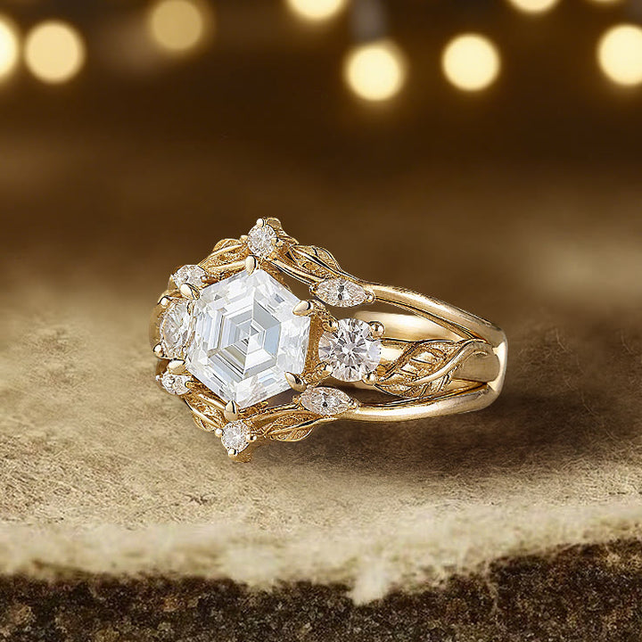 Anello con moissanite esagonale e corona di Persefone Olivenorma - image 3