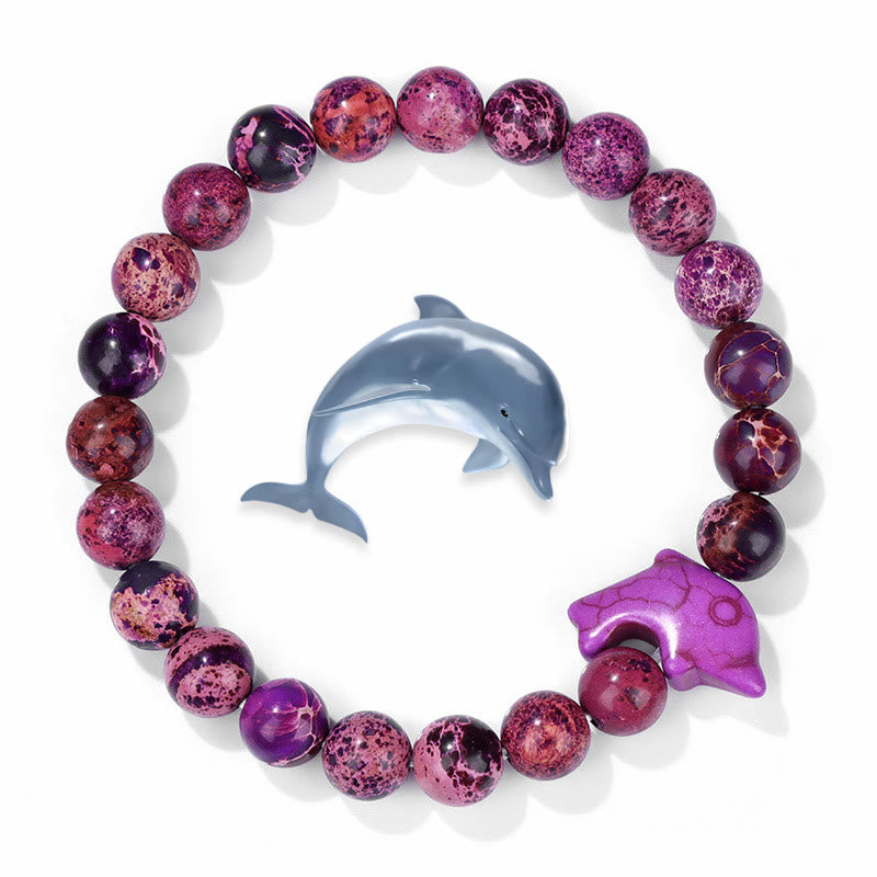 Bracciale Olivenorma Dolphin Ocean Guardian Turchese - Pietra dell'Imperatore Viola - image 6