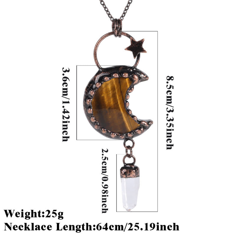 Collana con ciondolo in pietra preziosa con stella luna di cristallo Olivenorma - image 18