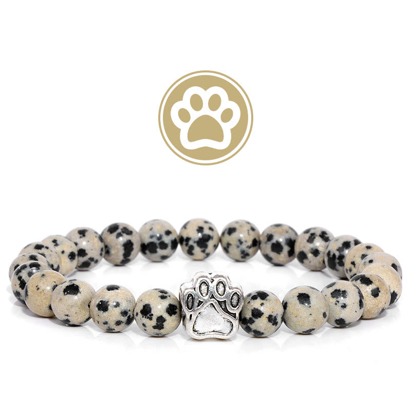 Braccialetto con pietre preziose "Purry Blessing Paw" Olivenorma - Diaspro dalmata - image 1