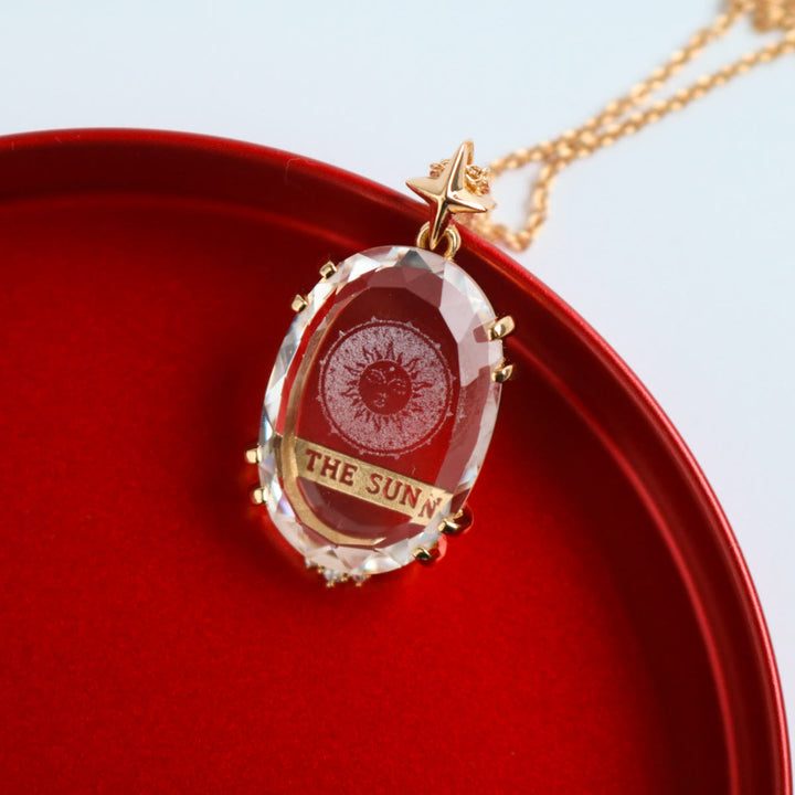 Collana vintage Olivenorma con tarocchi Luna e Sole in cristallo trasparente - image 2