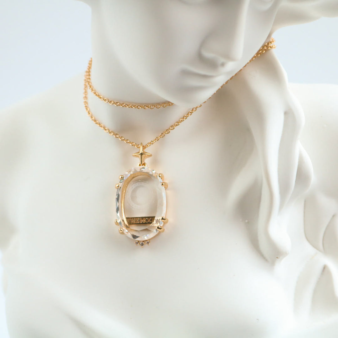 Collana vintage Olivenorma con tarocchi Luna e Sole in cristallo trasparente - image 5