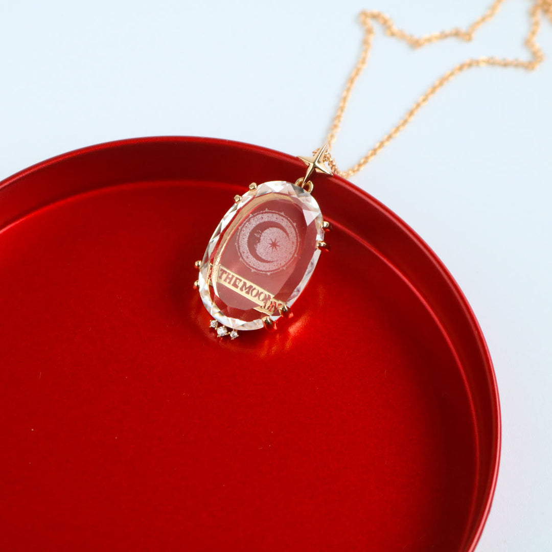 Collana vintage Olivenorma con tarocchi Luna e Sole in cristallo trasparente - LA LUNA - image 4