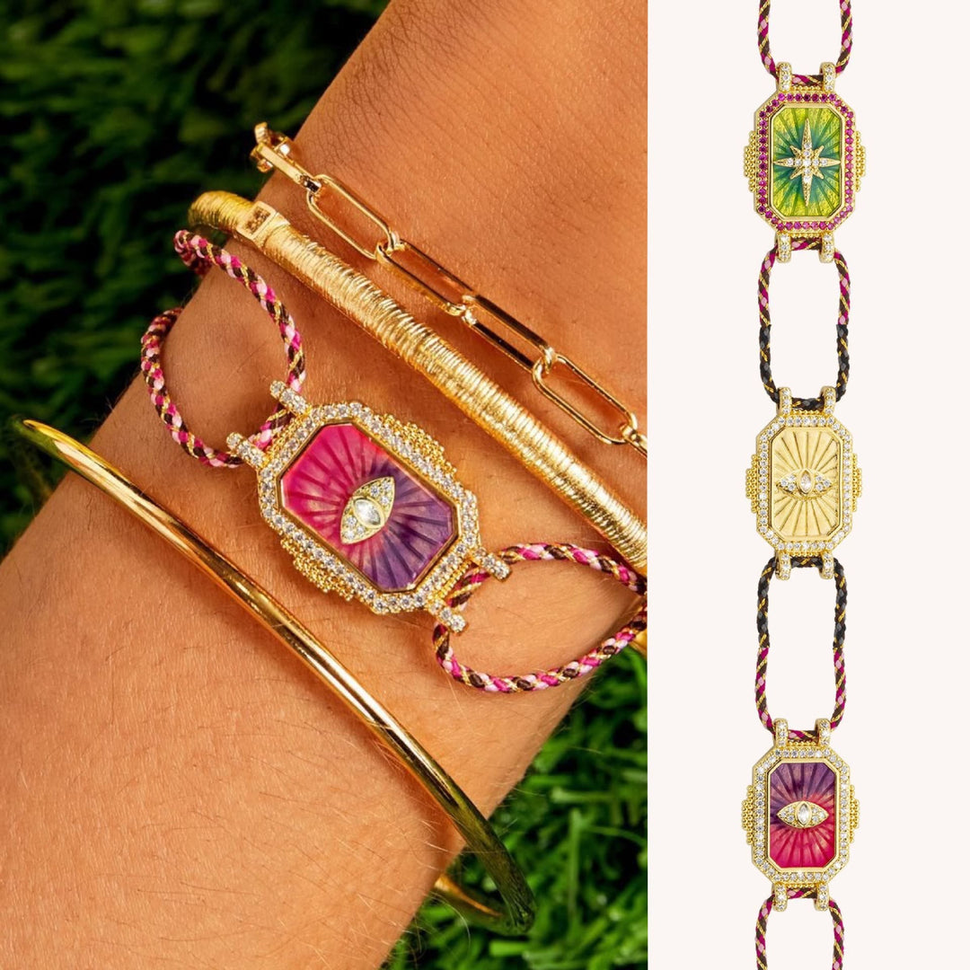 Olivenorma - Collana con bracciale intrecciato e caleidoscopio dei tarocchi colorati - image 0