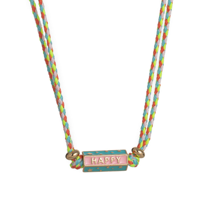 Collana con braccialetto intrecciato con ciondolo a forma di lettera dei Tarocchi Tribali Olivenorma - HAPPY - Set collana+bracciale - image 1