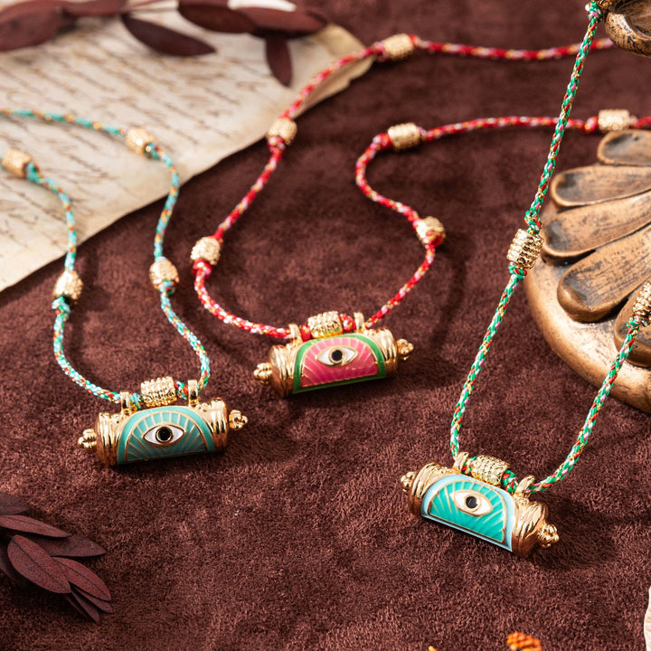 Collana con ciondolo tribale Olivenorma e caleidoscopio con occhio malvagio - image 0