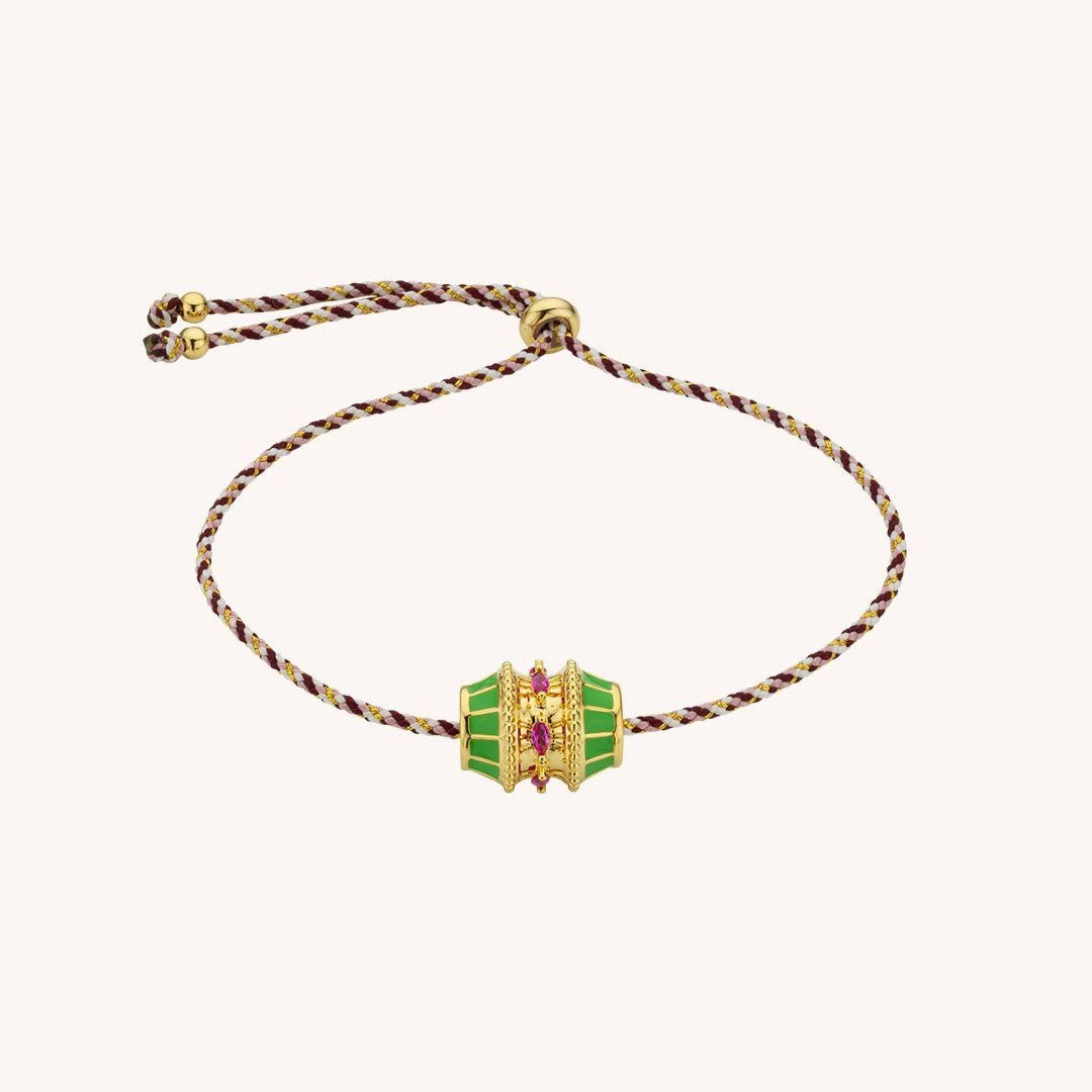 Olivenorma Lucky Charm Collana con perline girevoli e bracciale in corda intrecciata - Braccialetto con ciondolo verde - image 5