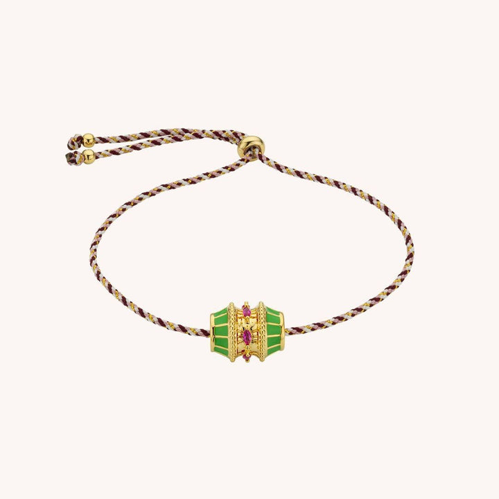 Olivenorma Lucky Charm Collana con perline girevoli e bracciale in corda intrecciata - Braccialetto con ciondolo verde - image 5