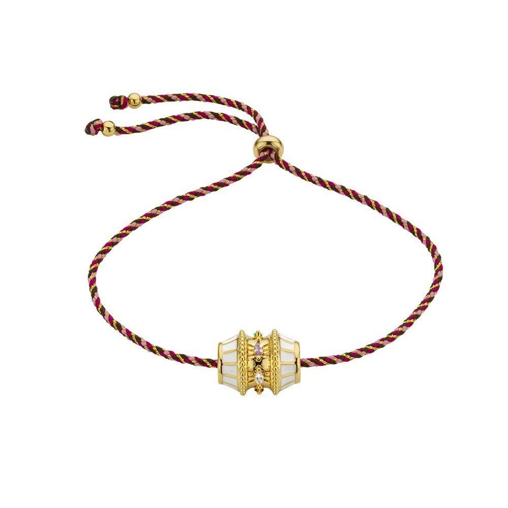 Olivenorma Lucky Charm Collana con perline girevoli e bracciale in corda intrecciata - Braccialetto con ciondolo bianco - image 6