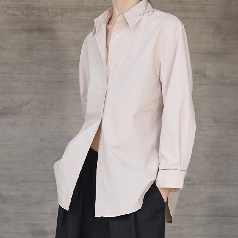 Olivenorma - Camicia da donna in cotone con colletto oversize e maniche lunghe con bottoni - image 11