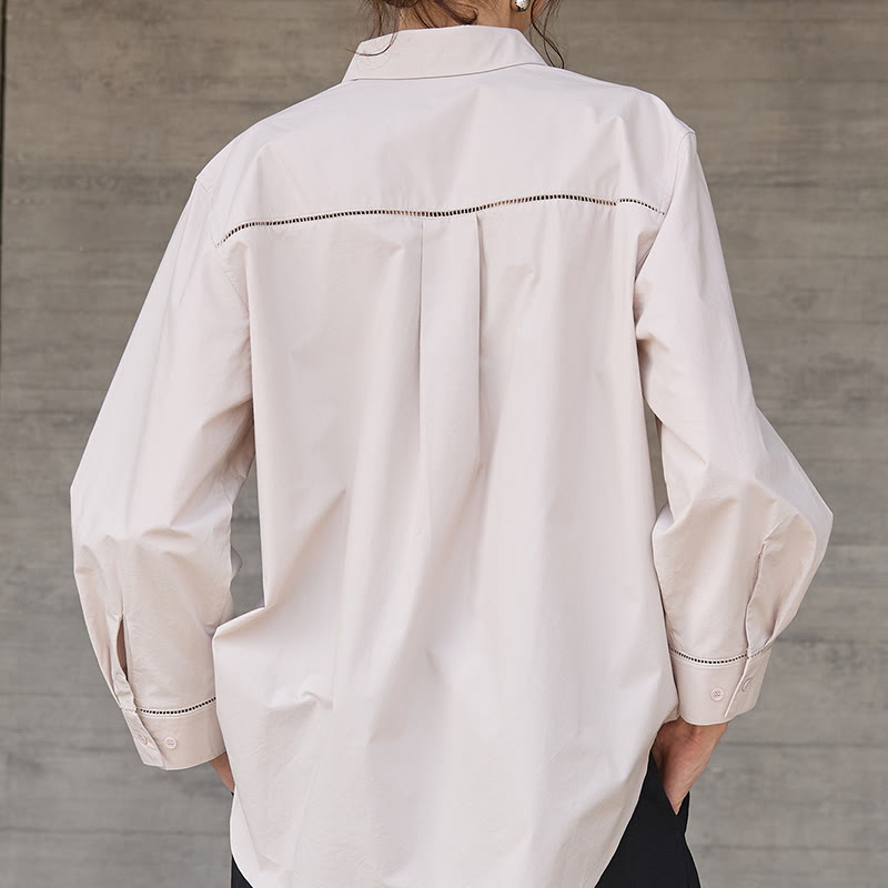 Olivenorma - Camicia da donna in cotone con colletto oversize e maniche lunghe con bottoni - image 12