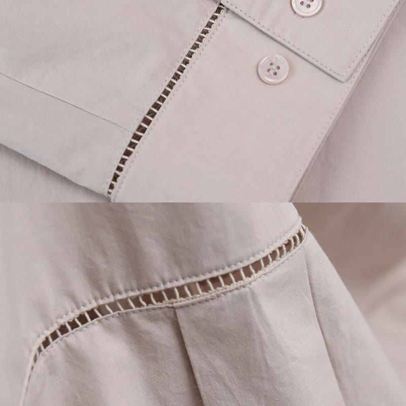 Olivenorma - Camicia da donna in cotone con colletto oversize e maniche lunghe con bottoni - image 15