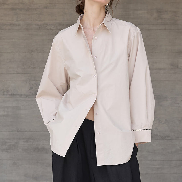 Olivenorma - Camicia da donna in cotone con colletto oversize e maniche lunghe con bottoni - Rosa chiaro - L - image 10